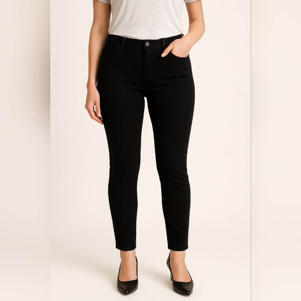 D.Jeans 12P Jet Black Stretch Skinny Jeans Mid High Rise Petite Denim EUC